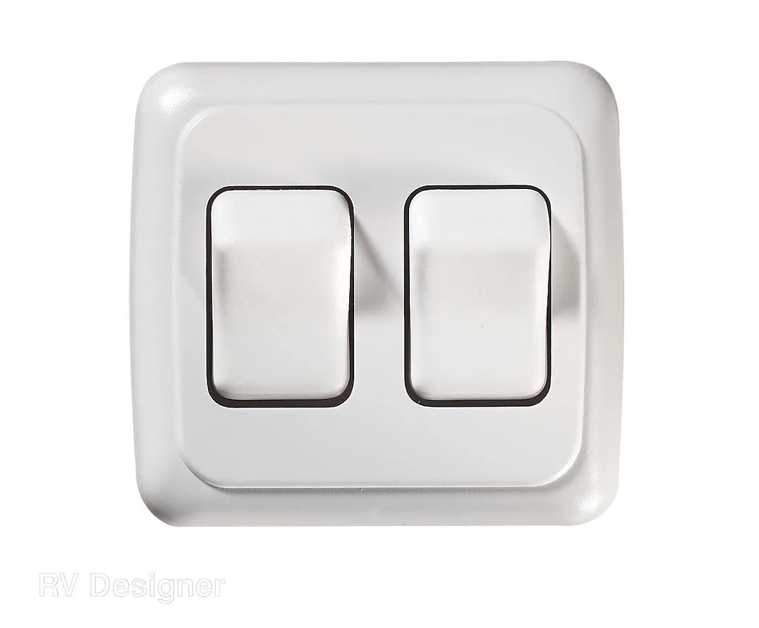 S533 – RV DESIGNER Multi Purpose Switch, On-Off Use For Lighting Control/ Entry Steps/ Appliance Contoured Wall Switc...